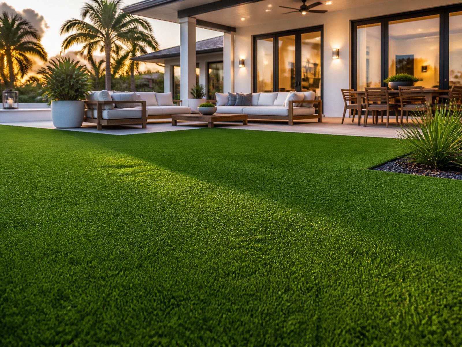 Luxury backyard installation at golden hour